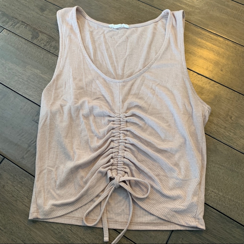 Blush pink ribbed racerback tank top